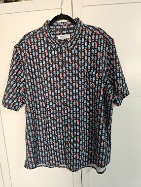 Tommy Bahama Bahama Coast IslandZone Camp Shirt Men's 2XL Cocktail Print Black